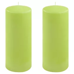 Sada sloupových svíček, 25 cm, Ø 10 cm, světle zelená, 2 ks