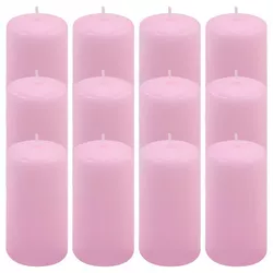 Sada sloupových svíček, 11,5 cm,Ø 6 cm, růžová, 12 ks