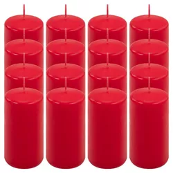 Sada sloupových svíček, 10 cm, Ø 5 cm, červená, 16 ks