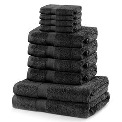 DecoKing Sada ručníků a osušek Marina tmavěšedá, 4 ks 30 x 50 cm, 4 ks 50 x 100 cm, 2 ks 70 x 140 cm