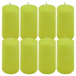 Sada sloupových svíček, 10 cm, Ø 5 cm, světle zelená, 8 ks