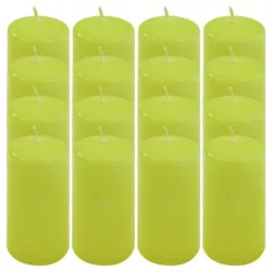 Sada sloupových svíček, 10 cm, Ø 5 cm, světle zelená, 16 ks