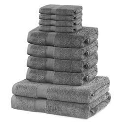 DecoKing Sada ručníků a osušek Marina stříbrná, 4 ks 30 x 50 cm, 4 ks 50 x 100 cm, 2 ks 70 x 140 cm