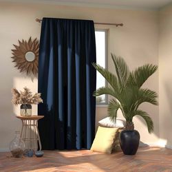 AmeliaHome Závěs Blackout Oxford Pleat indigo, 140 x 245 cm